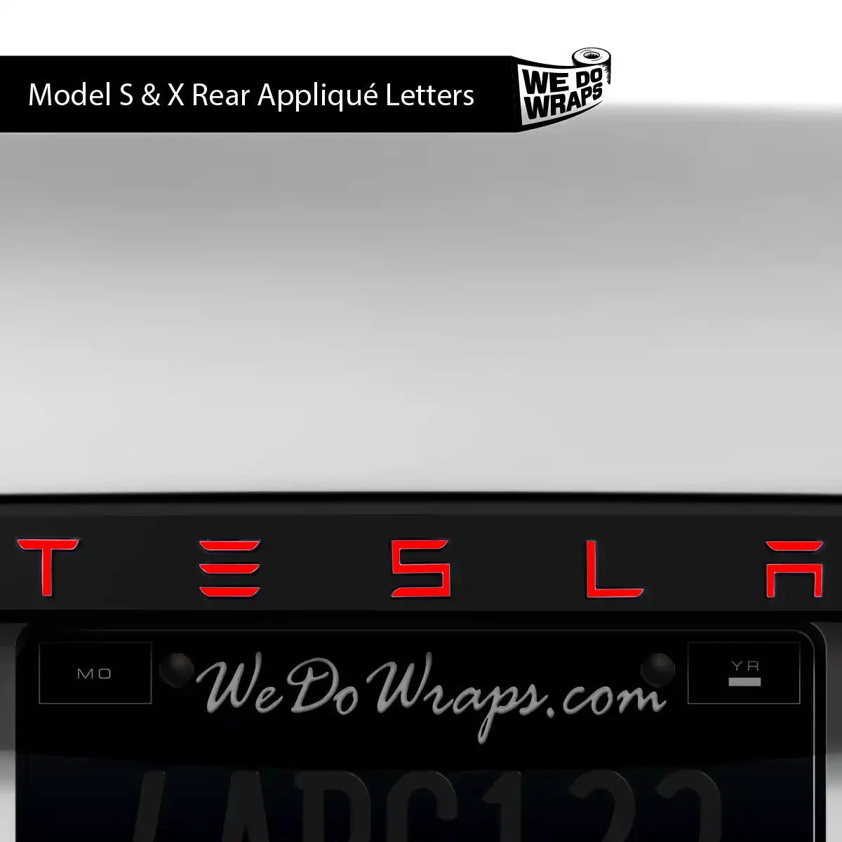 3M Gloss Hot Rod Red Tesla Emblem Decals (Front + Back) | Model S
