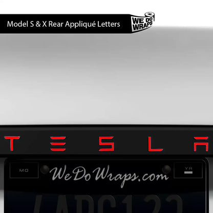 3M Gloss Hot Rod Red Tesla Emblem Decals (Front + Back) | Model X