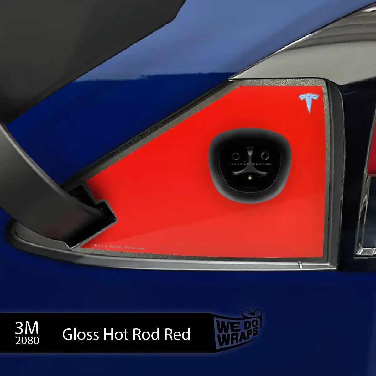 3M Gloss Hot Rod Red Tesla Charge Port Wrap | Model X