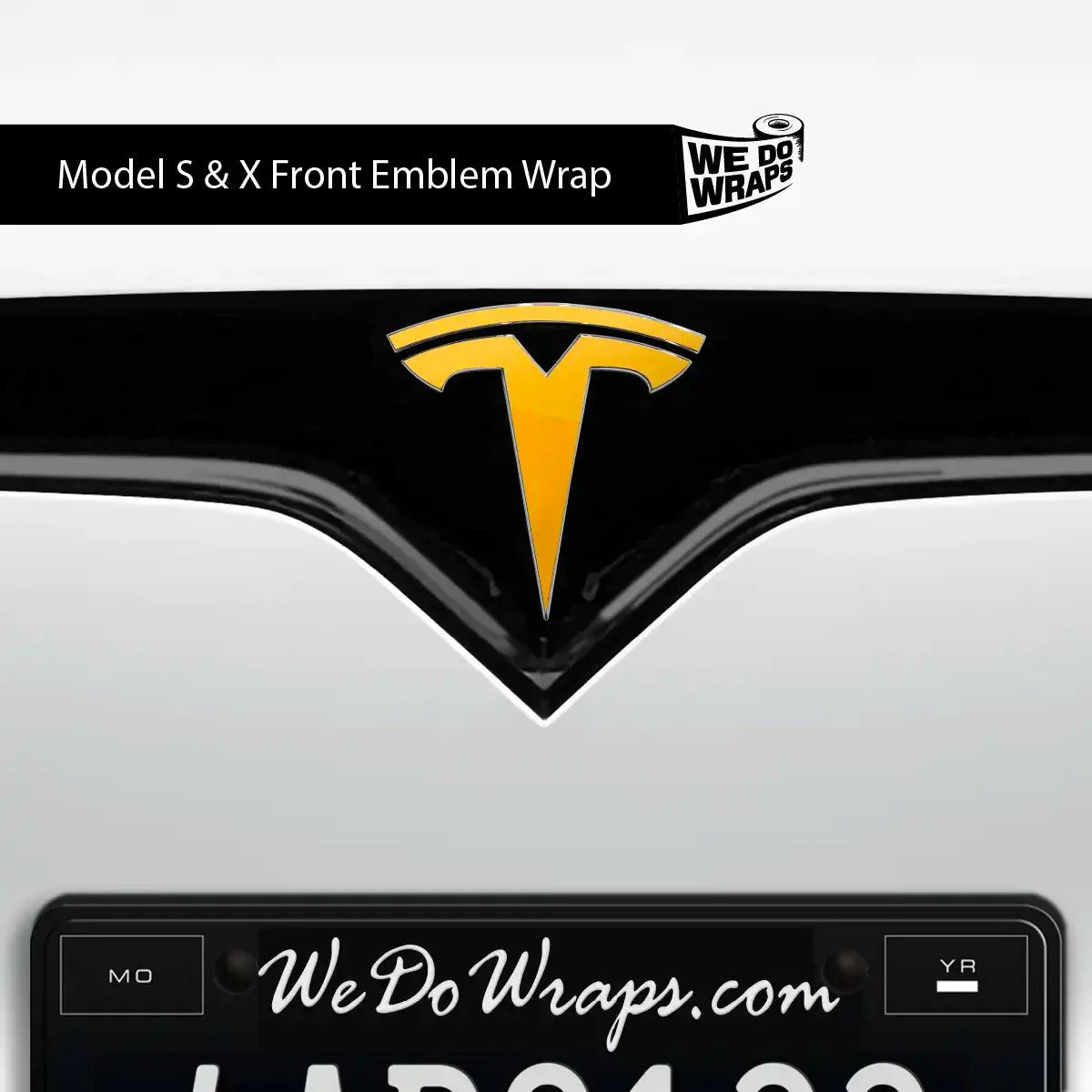 3M Gloss Sunflower Yellow Tesla Emblem Decals (Front + Back) | Model X