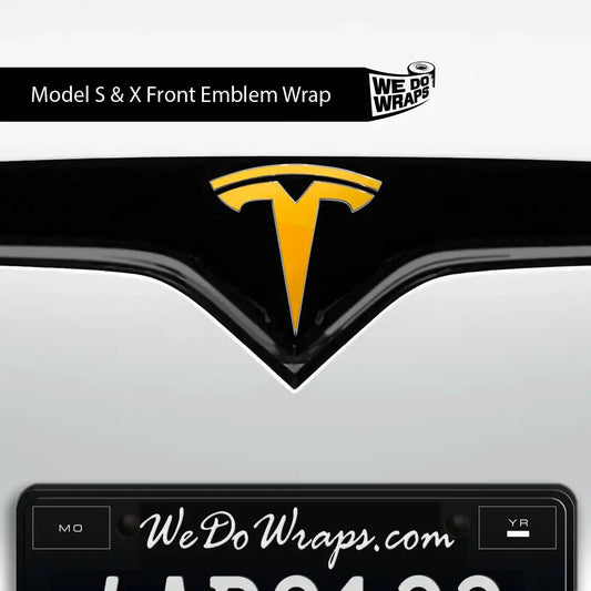 3M Gloss Sunflower Yellow Tesla Emblem Decals (Front + Back) | Model S