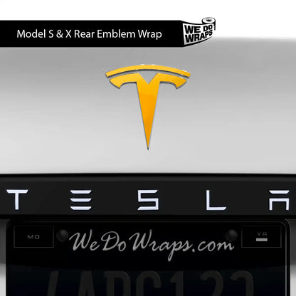 3M Gloss Sunflower Yellow Tesla Emblem Decals (Front + Back) | Model X