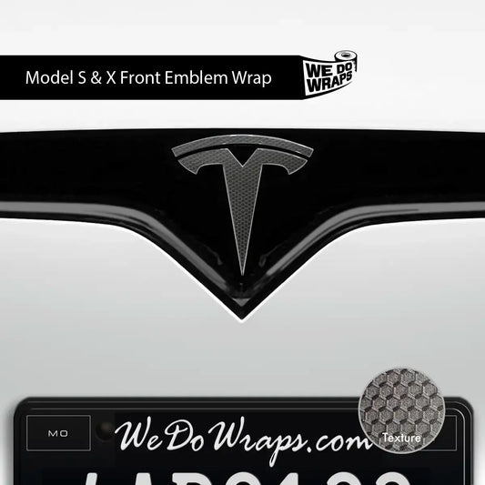 3M Matrix Black Tesla Emblem Decals (Front + Back) | Model X