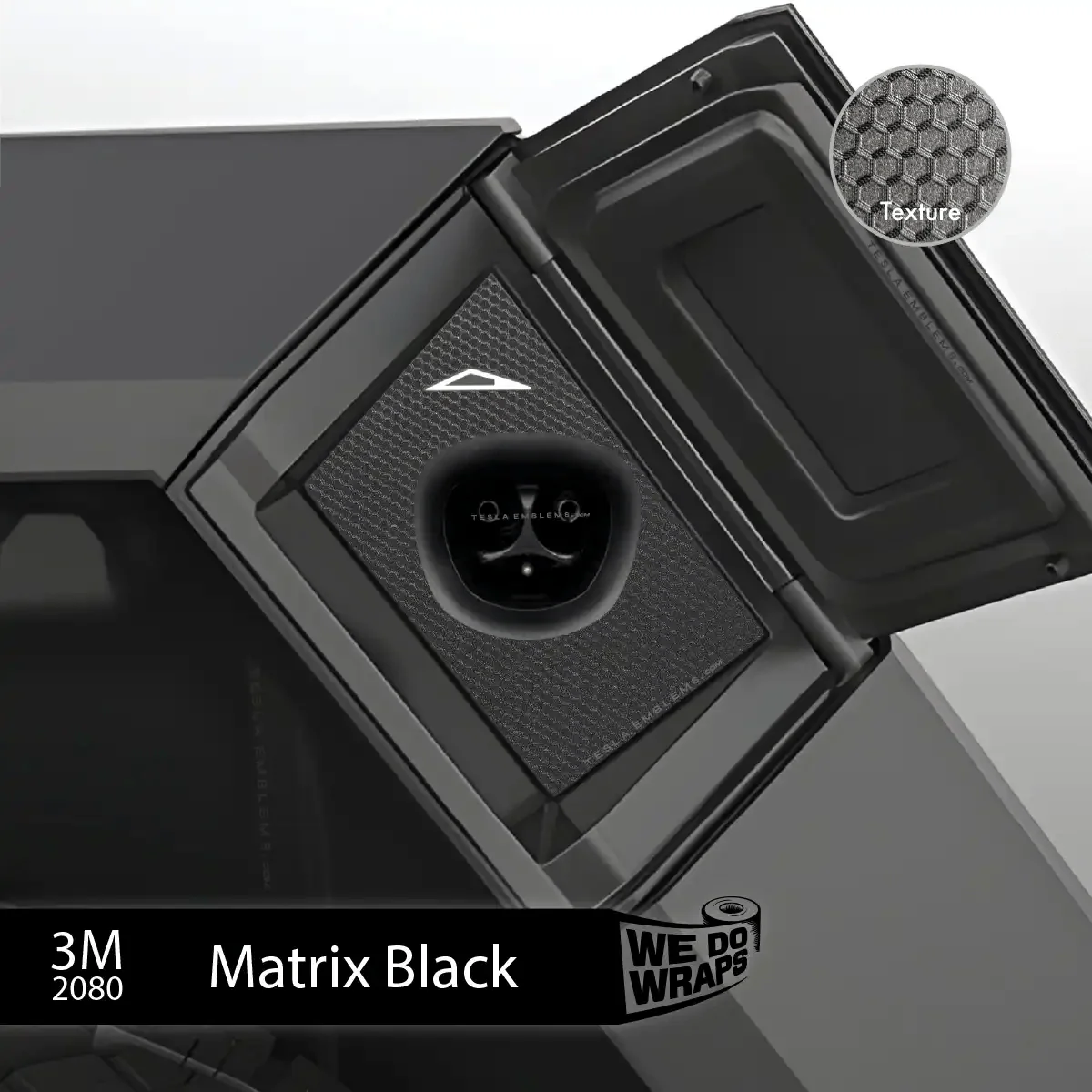 3M Matrix Black Tesla Charge Port Wrap | Cybertruck