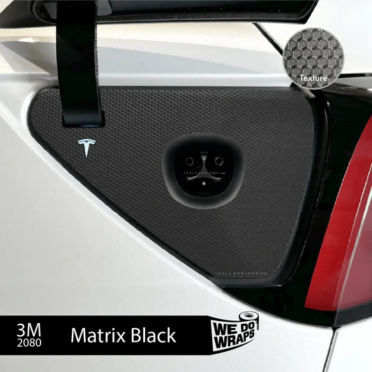 3M Matrix Black Tesla Charge Port Wrap | Model 3