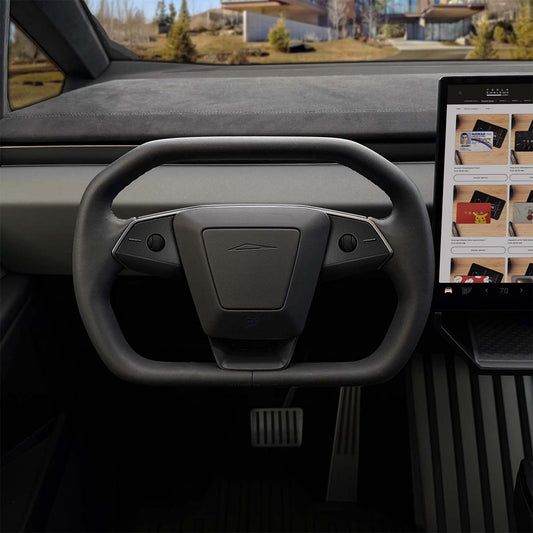 3M Matte Black Metallic Tesla Steering Wheel Decals (3pcs) | Cybertruck