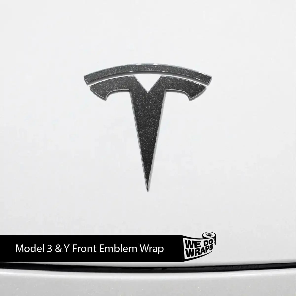3M Matte Black Metallic Tesla Emblem Decals (Front + Back) | Model Y