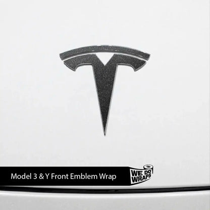 3M Matte Black Metallic Tesla Emblem Decals (Front + Back) | Model Y