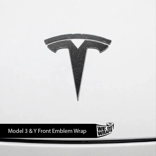 3M Matte Black Metallic Tesla Emblem Decals (Front + Back) | Model Y