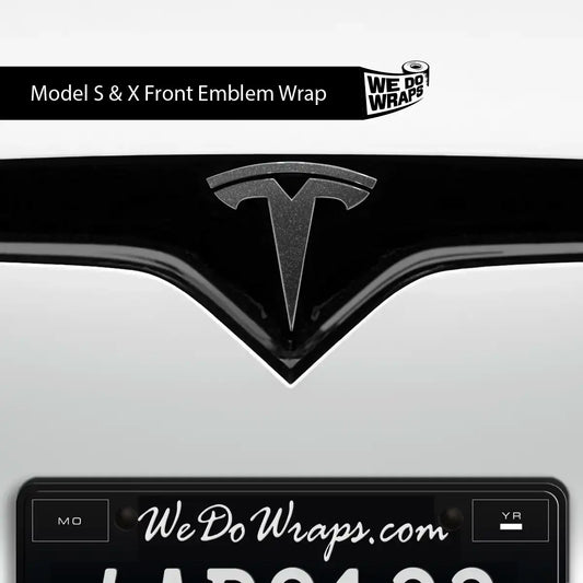 3M Matte Black Metallic Tesla Emblem Decals (Front + Back) | Model S