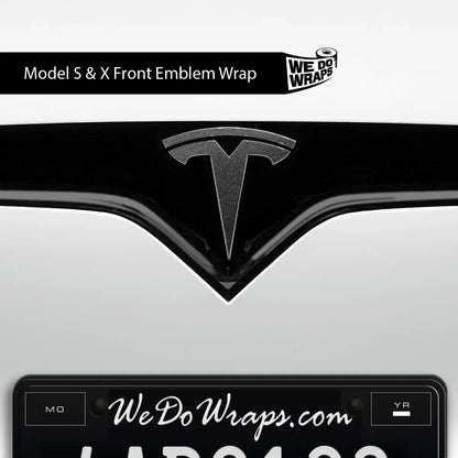 3M Matte Black Metallic Tesla Emblem Decals (Front + Back) | Model X