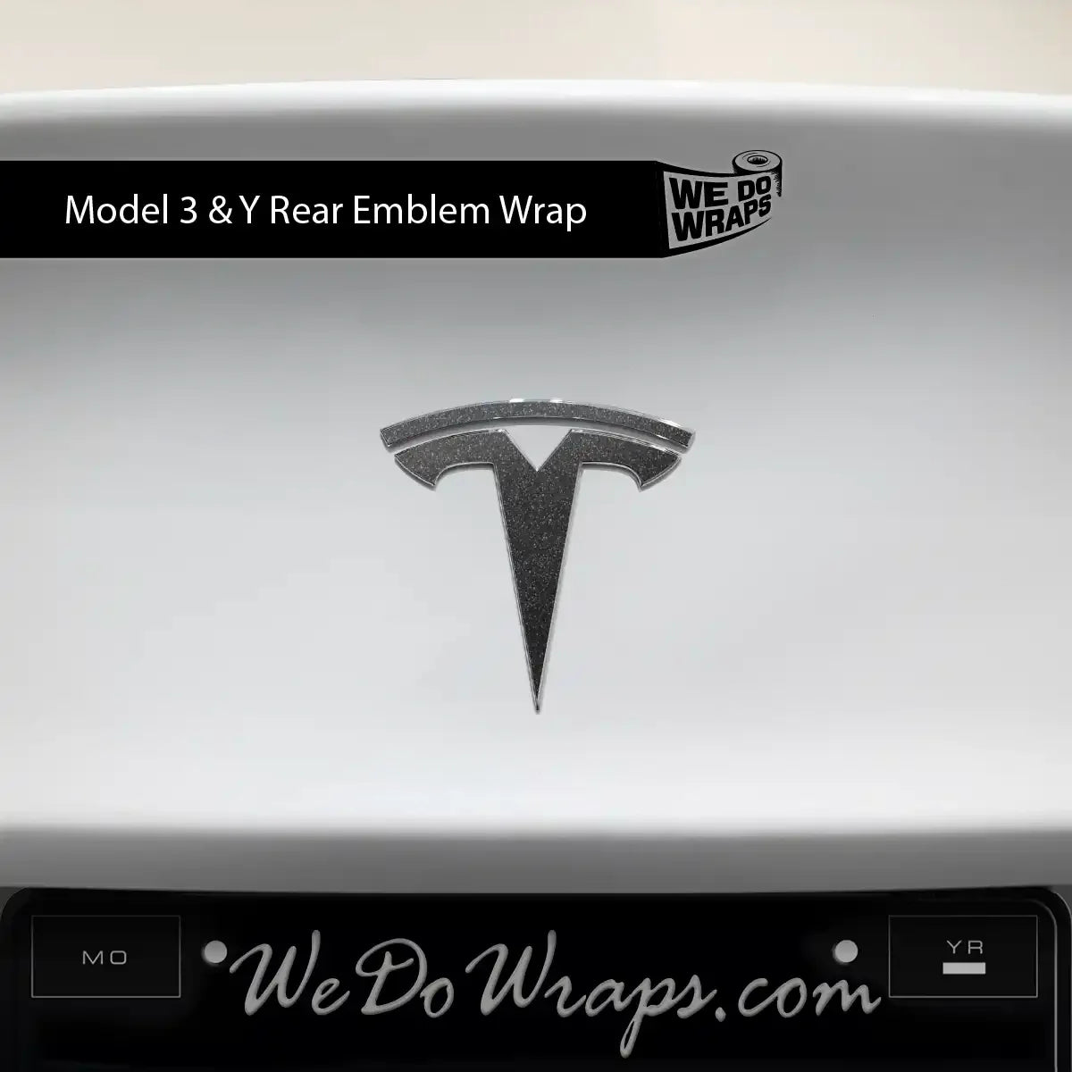 3M Matte Black Metallic Tesla Emblem Decals (Front + Back) | Model 3