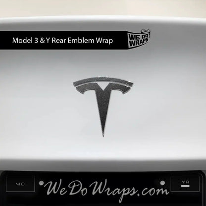 3M Matte Black Metallic Tesla Emblem Decals (Front + Back) | Model Y