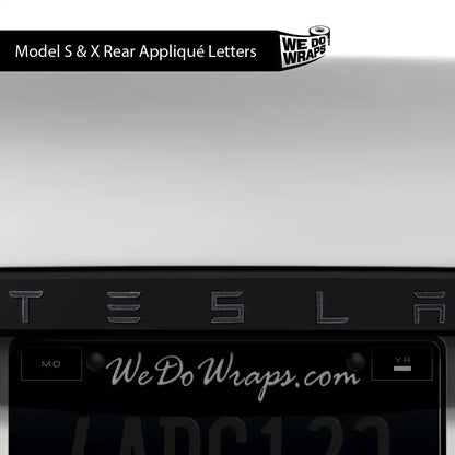 3M Matte Black Metallic Tesla Emblem Decals (Front + Back) | Model S