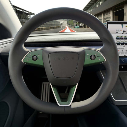 3M Matte Military Green Tesla Steering Wheel Trim Decal Kit | 3-piece Set | M3 Feb 2024-'25 Refresh