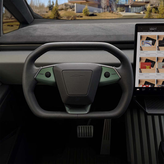 3M Matte Military Green Tesla Steering Wheel Trim Decal Kit (3pcs) | Cybertruck