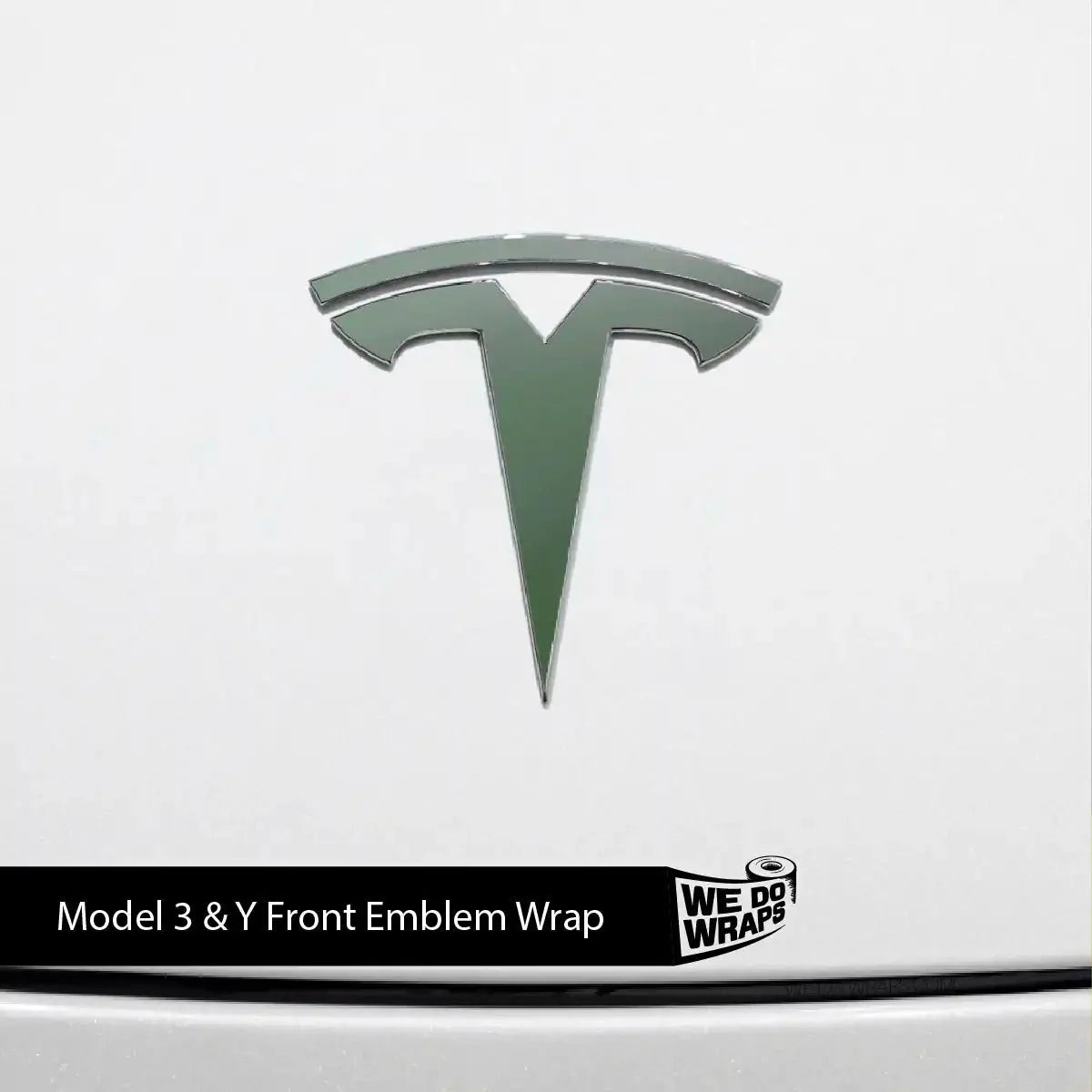 3M Matte Military Green Tesla Emblem Decals (Front + Back) | Model Y