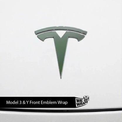 3M Matte Military Green Tesla Emblem Decals (Front + Back) | Model Y