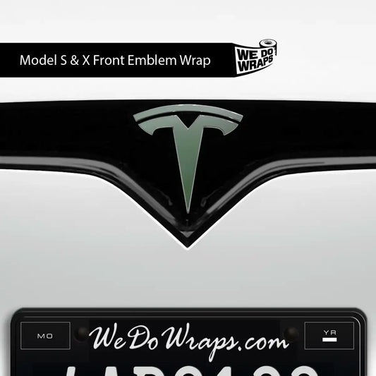 3M Matte Military Green Tesla Emblem Decals (Front + Back) | Model X