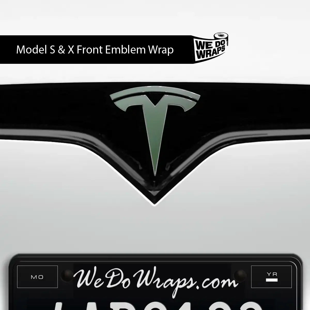 3M Matte Military Green Tesla Emblem Decals (Front + Back) | Model S