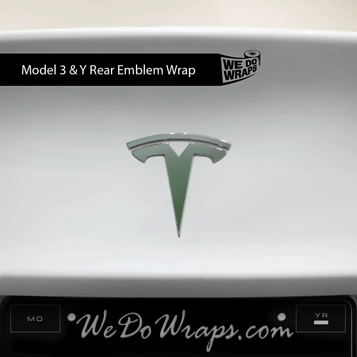3M Matte Military Green Tesla Emblem Decals (Front + Back) | Model Y
