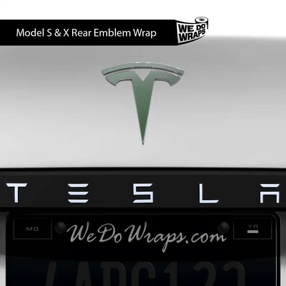 3M Matte Military Green Tesla Emblem Decals (Front + Back) | Model S