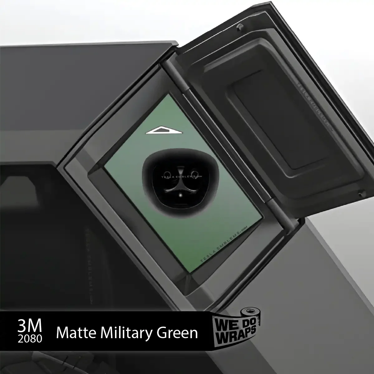 3M Matte Military Green Tesla Tesla Charge Port Wrap | Cybertruck