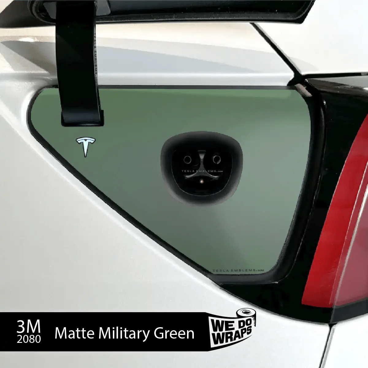 3M Matte Military Green Tesla Charge Port Wrap | Model 3
