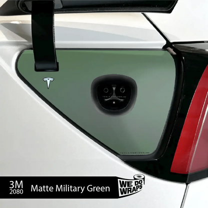 3M Matte Military Green Tesla Charge Port Wrap | Model 3