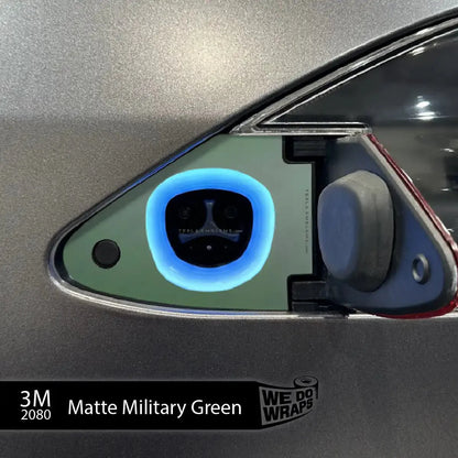 3M Matte Military Green Tesla Charge Port Wrap | Model S