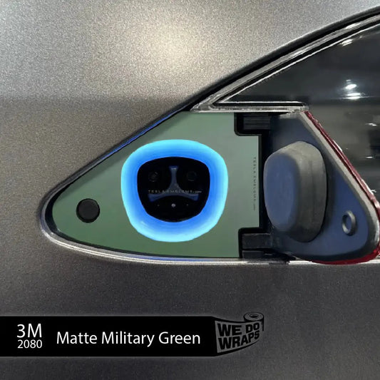 3M Matte Military Green Tesla Charge Port Wrap | Model S