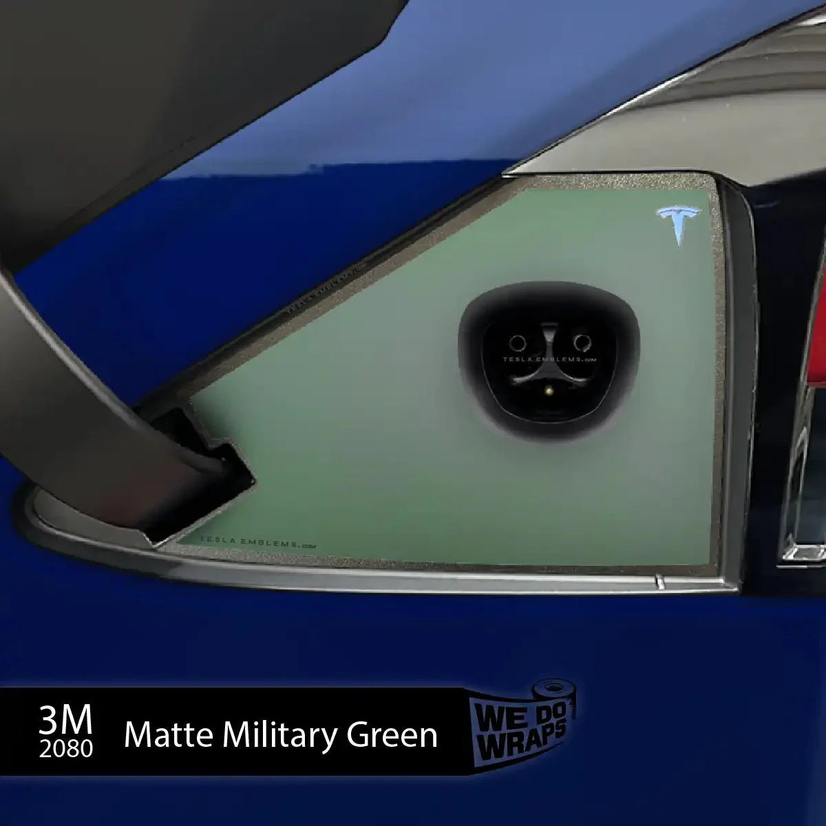 3M Matte Military Green Tesla Charge Port Wrap | Model X