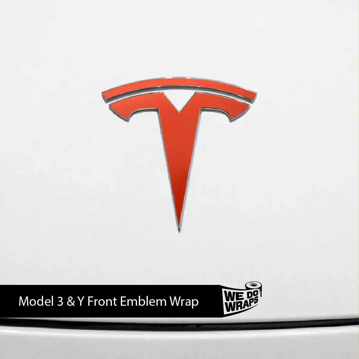 3M Matte Red Tesla Emblem Decals (Front + Back) | Model Y