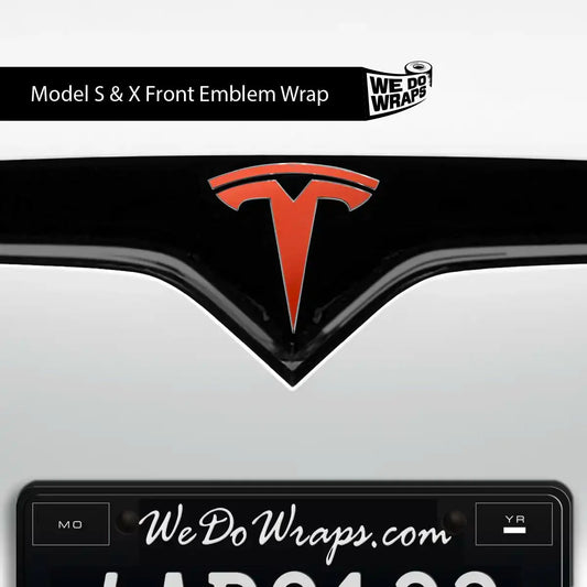3M Matte Red Tesla Emblem Decals (Front + Back) | Model X