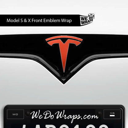 3M Matte Red Tesla Emblem Decals (Front + Back) | Model S