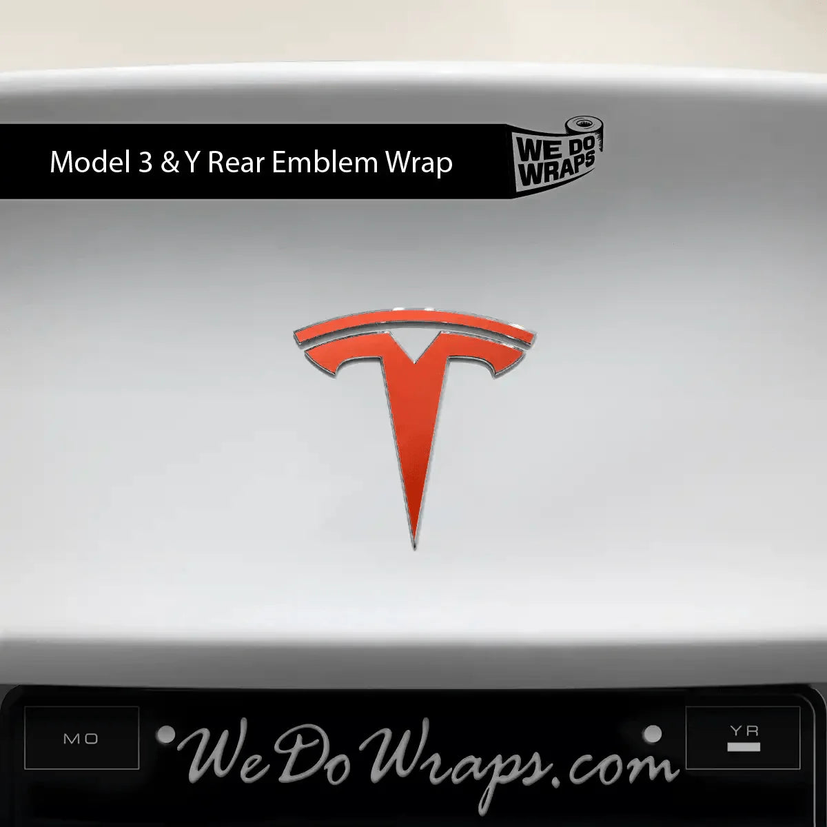 3M Matte Red Tesla Emblem Decals (Front + Back) | Model Y