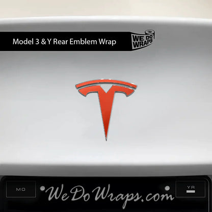 3M Matte Red Tesla Emblem Decals (Front + Back) | Model Y