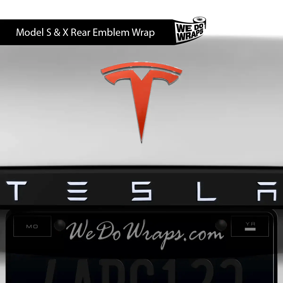 3M Matte Red Tesla Emblem Decals (Front + Back) | Model X