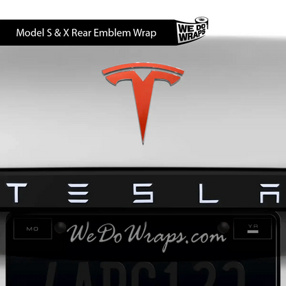 3M Matte Red Tesla Emblem Decals (Front + Back) | Model X