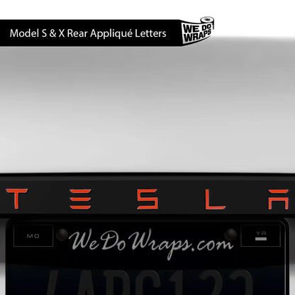 3M Matte Red Tesla Emblem Decals (Front + Back) | Model X