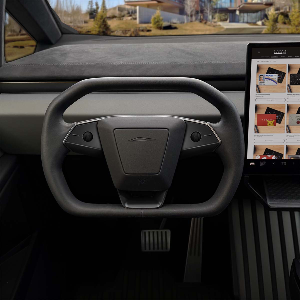 3M Satin Black Tesla Steering Wheel Decals (3pcs) | Cybertruck