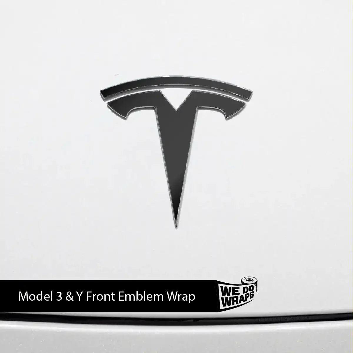 3M Satin Black Tesla Emblem Decals (Front + Back) | Model 3