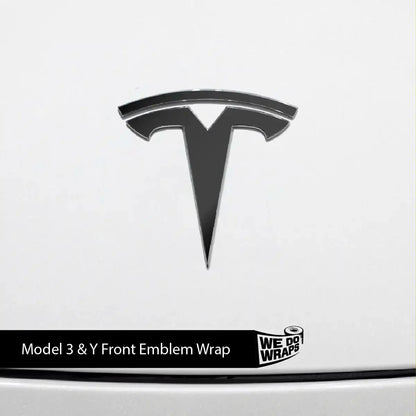 3M Satin Black Tesla Emblem Decals (Front + Back) | Model 3