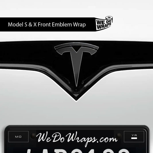 3M Satin Black Tesla Emblem Decals (Front + Back) | Model S