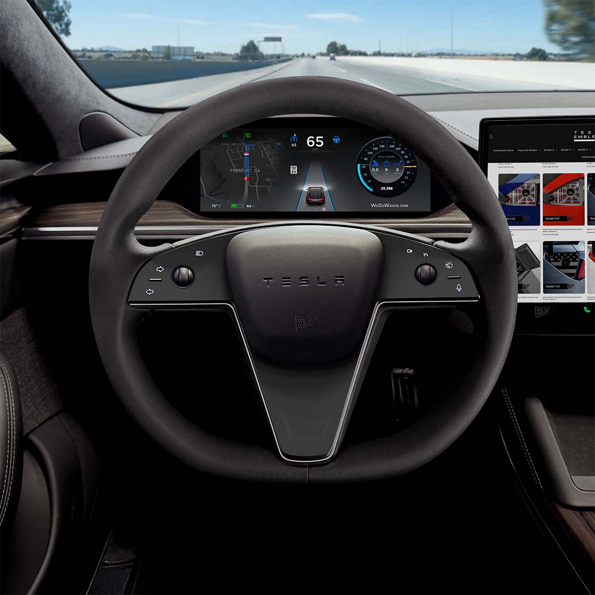 3M Satin Black Tesla Steering Wheel Trim Decal Kit (3pcs) | Model S ’21-26