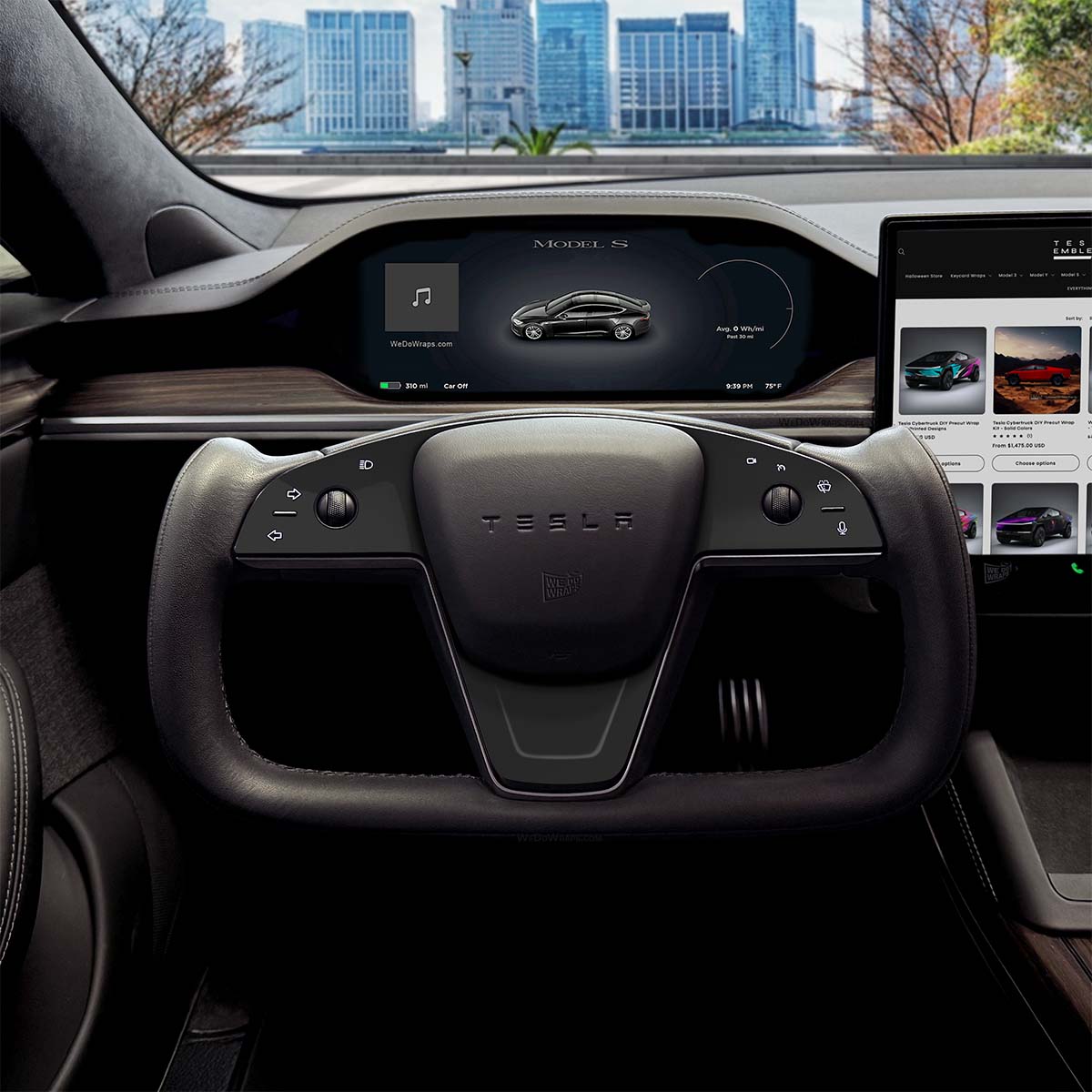 3M Satin Black Tesla Steering Wheel Trim Decal Kit (3pcs) | Model S ’21-26