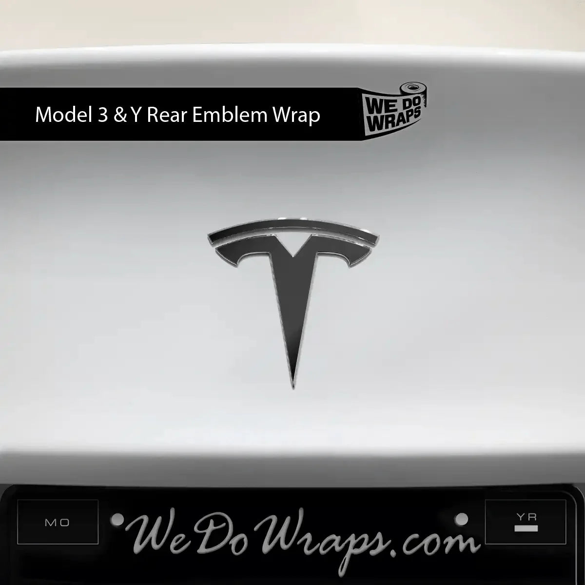 3M Satin Black Tesla Emblem Decals (Front + Back) | Model 3