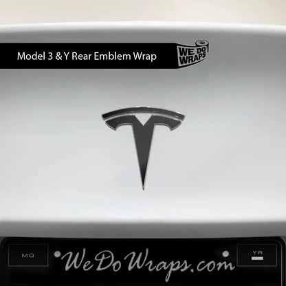 3M Satin Black Tesla Emblem Decals (Front + Back) | Model 3