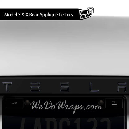 3M Satin Black Tesla Emblem Decals (Front + Back) | Model X
