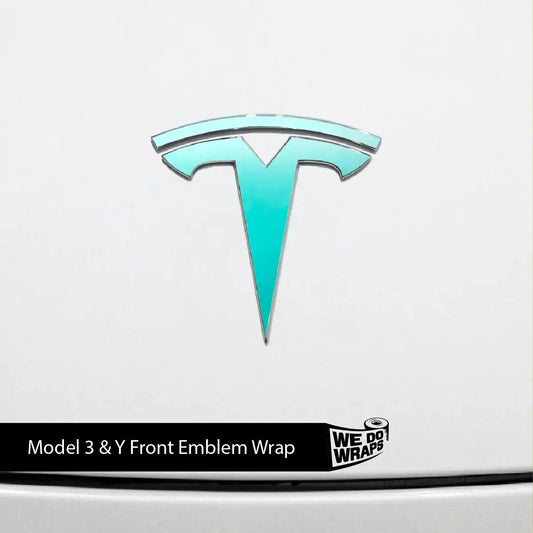 3M Satin Key West Tesla Emblem Decals (Front + Back) | Model Y
